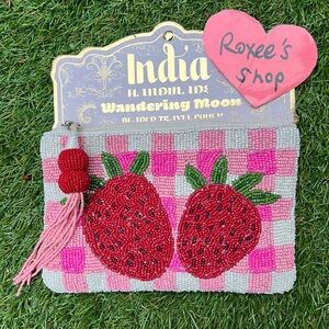 Strawberry Beaded Travel Pouch with Tassel